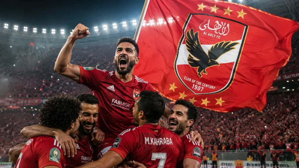 Al Ahly players celebrating a continental title victory
