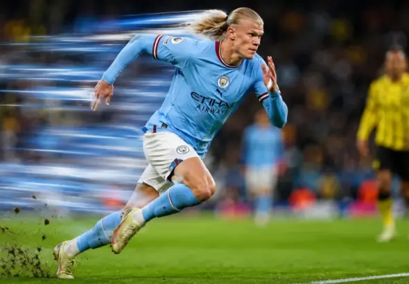 Erling Haaland speed during a Manchester City Premier League match