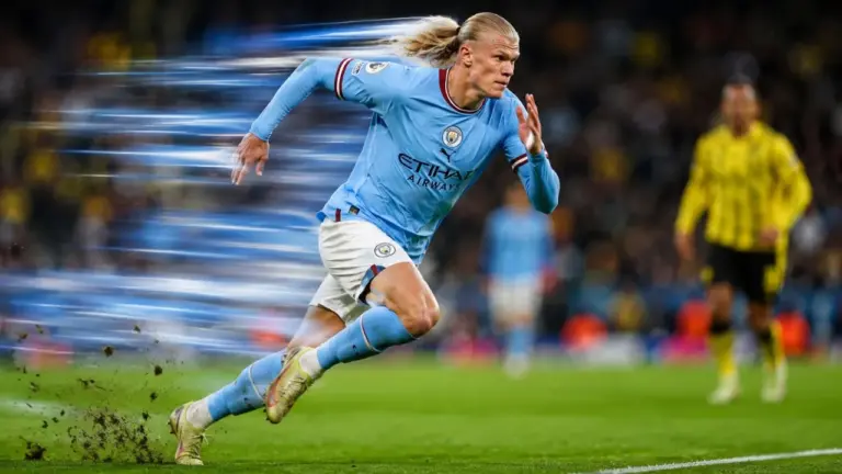 Erling Haaland speed during a Manchester City Premier League match