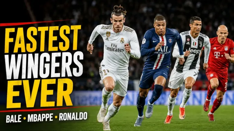 Fastest wingers in football history including Gareth Bale, Kylian Mbappe, Cristiano Ronaldo and Arjen Robben.