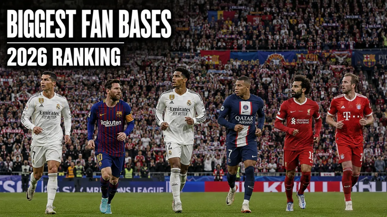 Football clubs with the biggest fan bases in the world including Real Madrid, Barcelona, Manchester United and Liverpool.