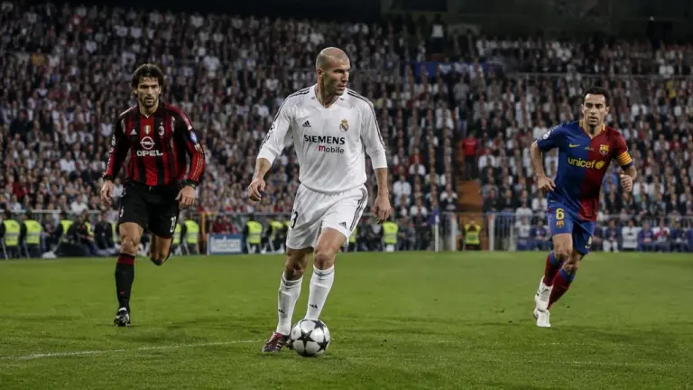 Greatest midfielders in football history including Zinedine Zidane, Xavi, Andrés Iniesta, Luka Modrić, and Andrea Pirlo.