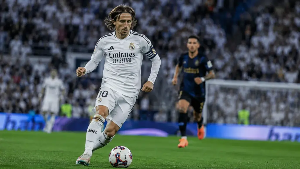 Luka Modric controlling possession for Croatia or Real Madrid
