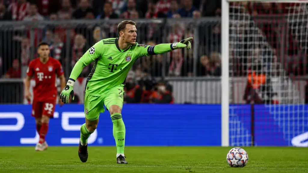 Manuel Neuer acting as a sweeper keeper during an international match