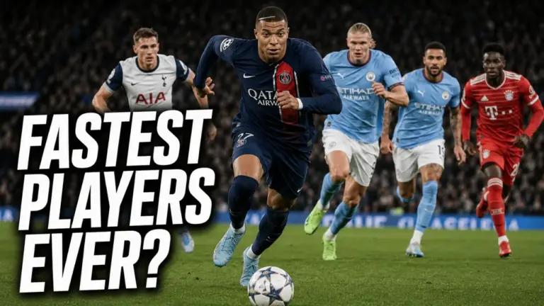 Fastest football players in professional football sprinting during a competitive match.
