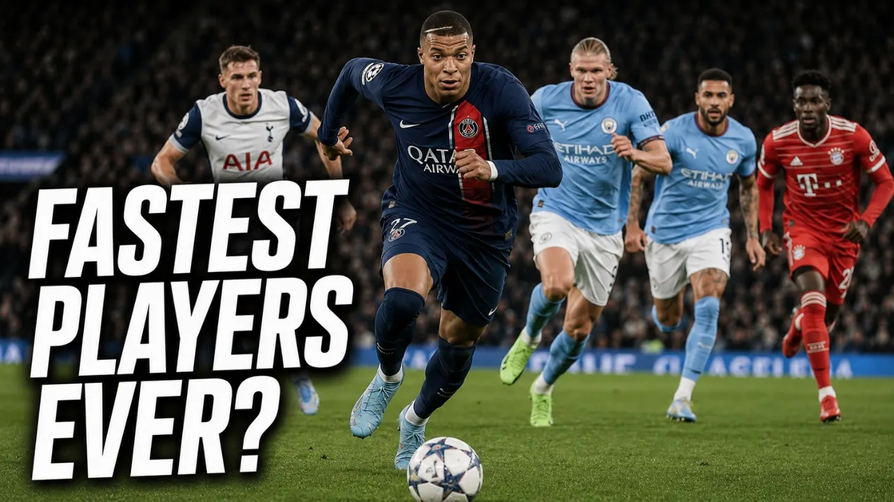 Fastest football players in professional football sprinting during a competitive match.