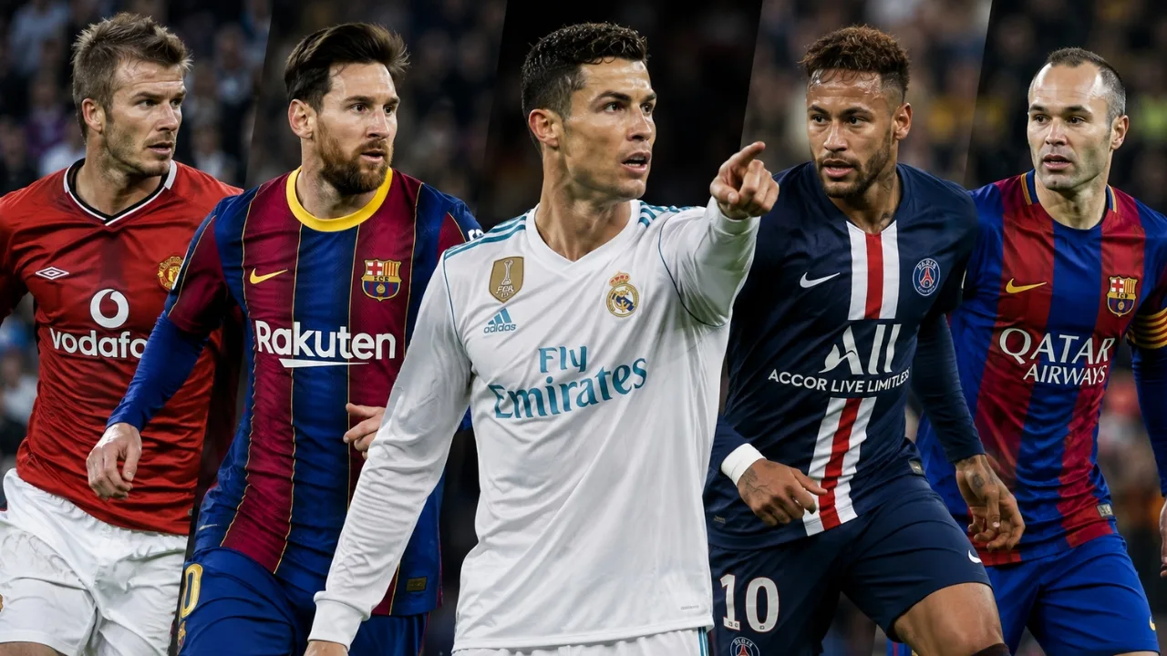 Lionel Messi leading the all-time football assists rankings alongside legendary playmakers.